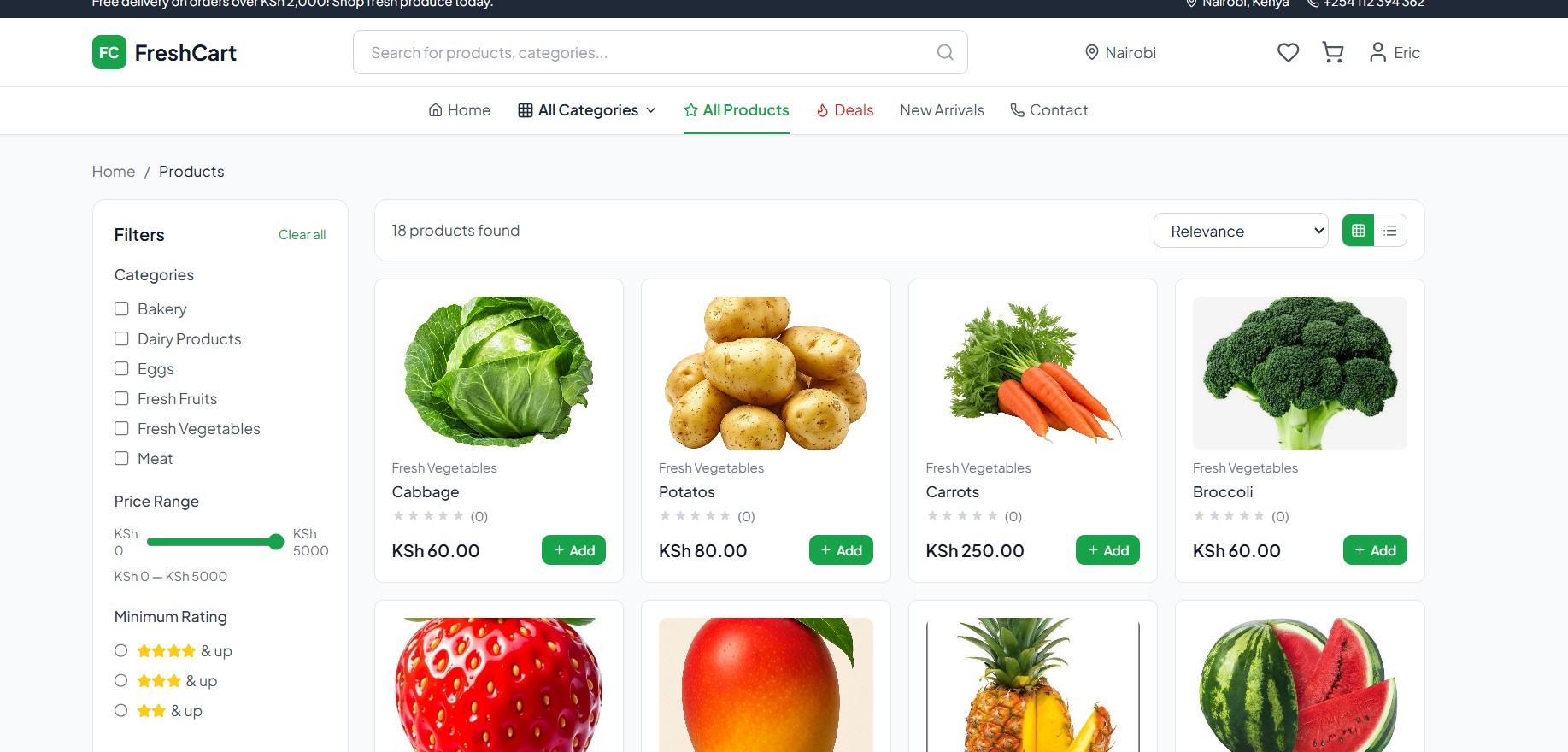 FreshCart Ecommerce project screenshot